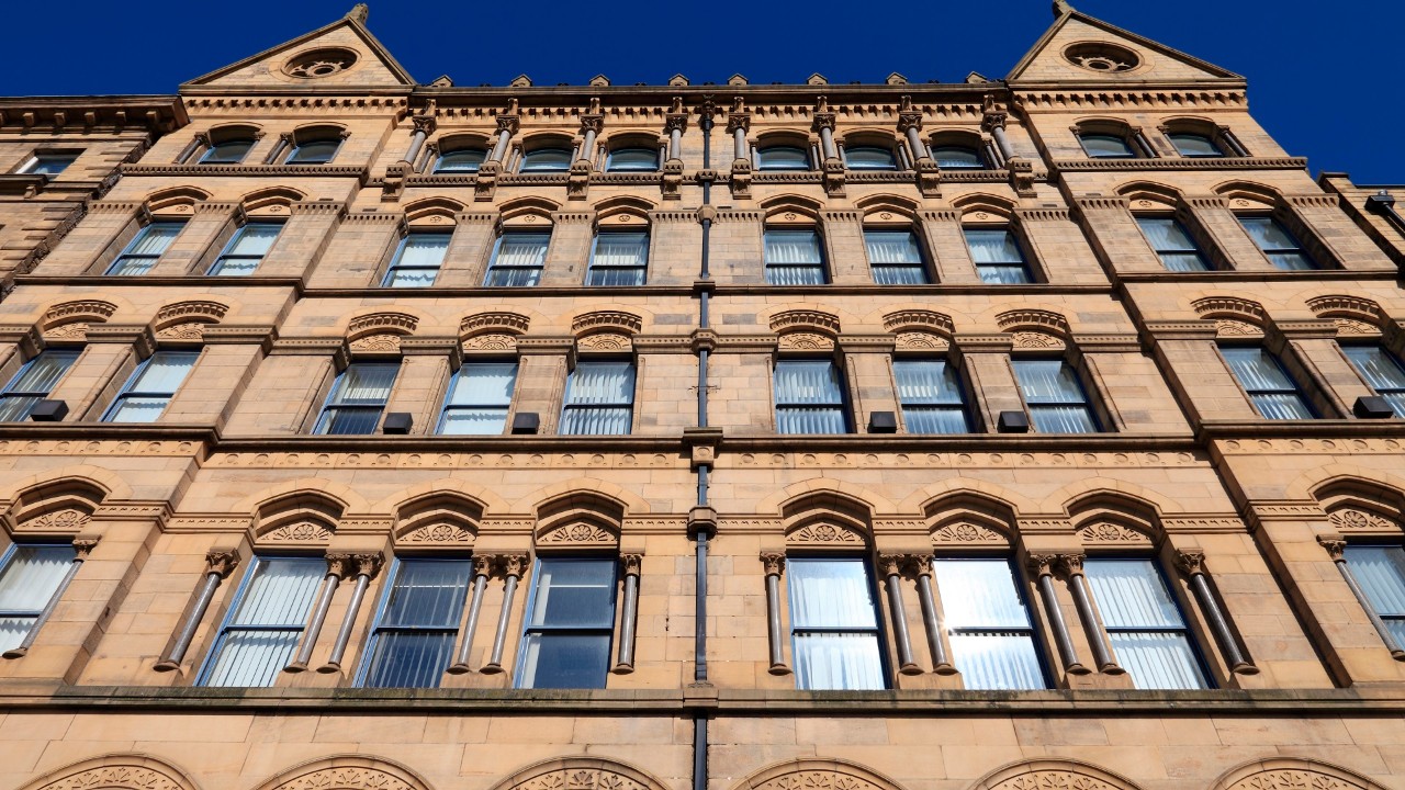 Victorian offices and mill in Little Germany, Bradford, West Yorkshire. 